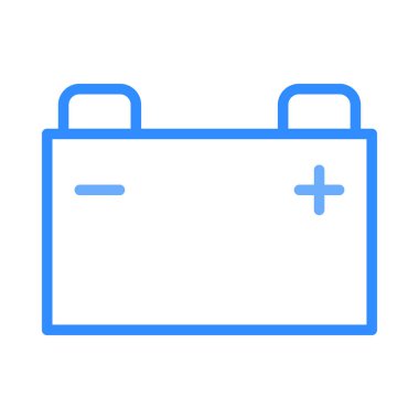 mavi geniş batarya ile artı ve eksi beyaz arka plan üzerinde izole sembolleri 