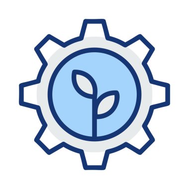 Beyaz arka plan üzerinde izole mavi ve gri renklerde üretim tesisi ile dişli