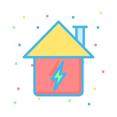 House renkli noktalar ile beyaz arka plan üzerinde flash ile