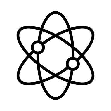 Beyaz arka plan üzerinde izole siyah anahat atom