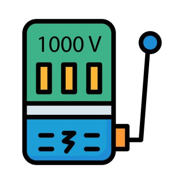 Yeşil ve mavi yüksek voltaj dönüştürücü beyaz arka plan üzerinde izole kolu ile