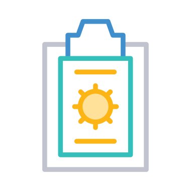 Kağıt ve beyaz arka plan üzerinde izole güneş ile basit plaka