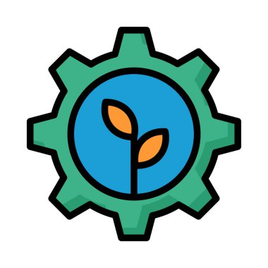 Beyaz arka plan üzerinde izole sarı yaprakları ile yeşil ve mavi dişli