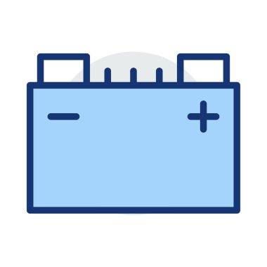 Beyaz arka plan üzerinde izole mavi ve gri renklerde büyük pil