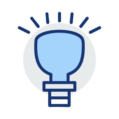 Beyaz arka plan üzerinde izole gri ve mavi renkte parlayan lamba