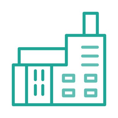 Beyaz arka plan üzerinde izole anahat yeşil fabrika