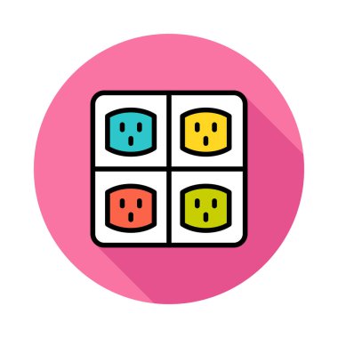 Daire beyaz arka plan üzerinde renkli quadro soket