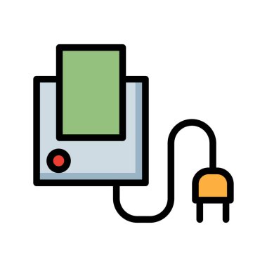 İle renkli dijital cihaz fişi üzerinde izole beyaz arka plan