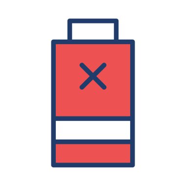 kırmızı ve mavi pil dur beyaz arka plan üzerinde izole işareti ile 