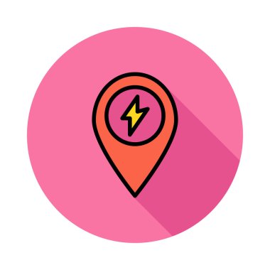 Konumu harita işareti beyaz arka plan üzerinde daire flaş ile