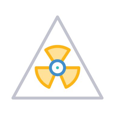 Çizgi stili radyoaktif üçgen beyaz arka plan üzerinde izole