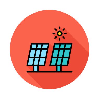 İki güneş pilleri güneş beyaz arka plan üzerinde daire ile