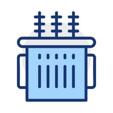 Beyaz arka plan üzerinde izole mavi ve gri renklerde dönüştürücü