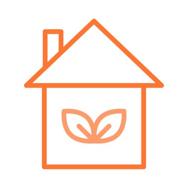 Beyaz arka plan üzerinde izole anahat turuncu Eko ev