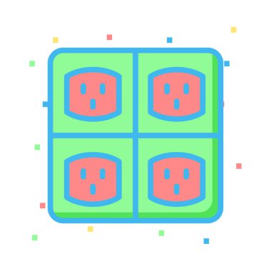 Renkli noktalar beyaz zemin üzerine yeşil ve kırmızı quadro soket 