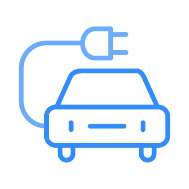 Beyaz arka plan üzerinde izole mavi anahat araba