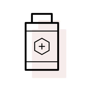 Artı bej gölge beyaz zemin üzerine izole işareti ile batarya