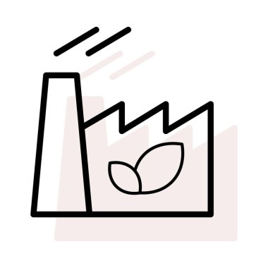 Bej gölge beyaz zemin üzerine izole Eko fabrika