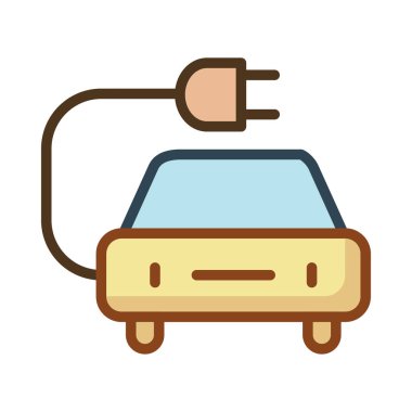 Beyaz arka plan üzerinde izole sarı elektrikli otomobil