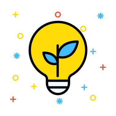 Renkli semboller ile beyaz arka plan üzerinde yapraklarla lamba