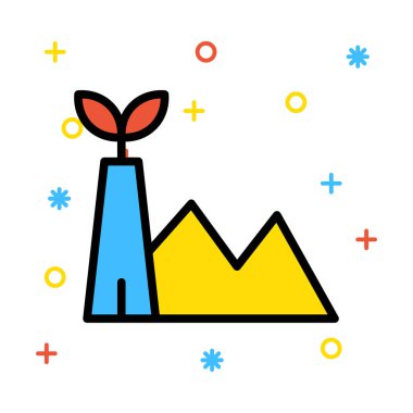 Eko fabrika renkli semboller ile beyaz arka plan üzerinde