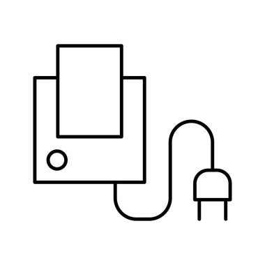 İnce bir çizgi ile dijital cihaz fişi üzerinde izole beyaz arka plan