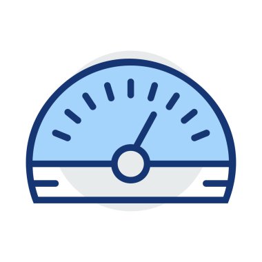 Beyaz arka plan üzerinde izole mavi ve gri renklerde hız göstergesi