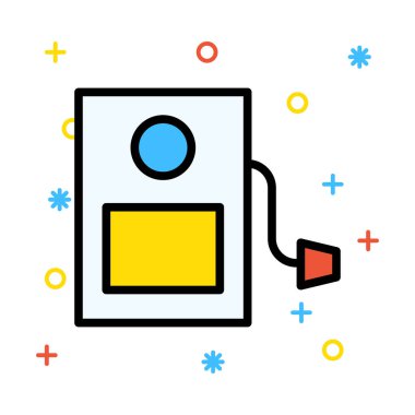 Renkli semboller beyaz zemin üzerine benzin istasyonu