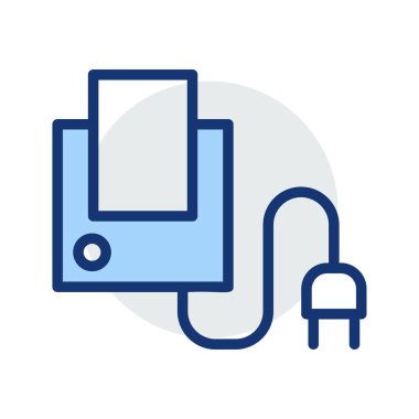 Beyaz arka plan üzerinde izole mavi ve gri renklerde fiş ile dijital aygıt