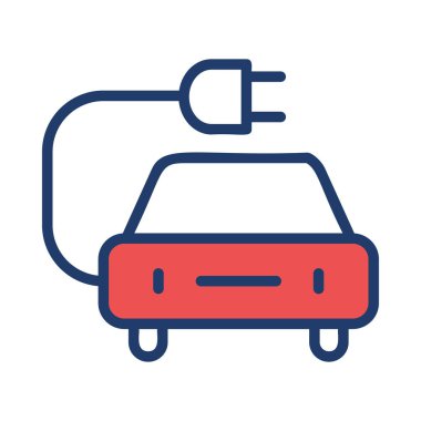 Beyaz arka plan üzerinde izole basit kırmızı elektrikli otomobil