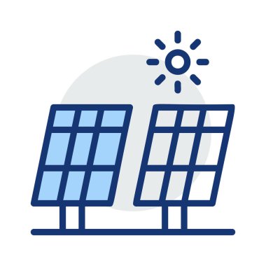 İki güneş pilleri güneş beyaz arka plan üzerinde izole gri ve mavi renklerde