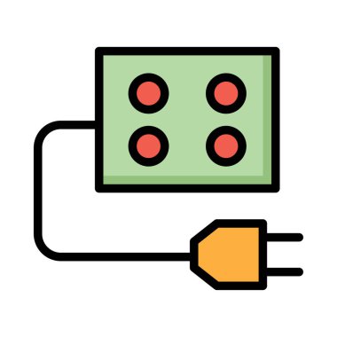 Beyaz arka plan üzerinde izole yeşil, turuncu ve kırmızı uzatma kablosu