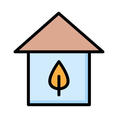 Beyaz arka plan üzerinde izole kahverengi ve mavi Eko ev