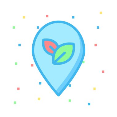 Yaprakları renkli noktalar beyaz zemin üzerine mavi konumu harita işareti 