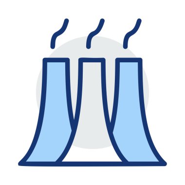 Beyaz arka plan üzerinde izole mavi ve gri renklerde üç sigara bacaları