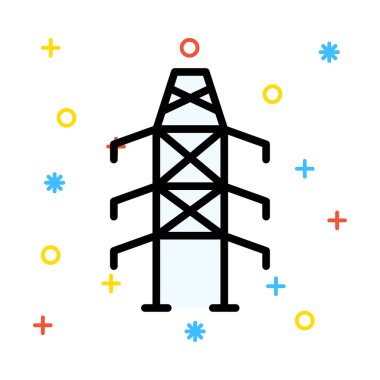 Güç hattı renkli semboller ile beyaz arka plan üzerinde