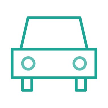 Beyaz arka plan üzerinde izole anahat yeşil araba