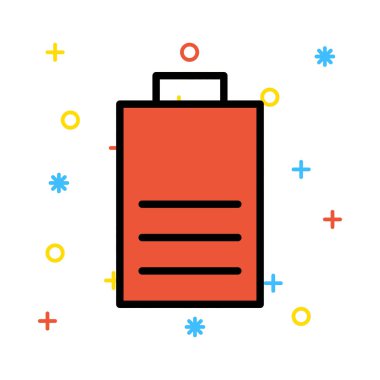 Renkli semboller beyaz zemin üzerine kırmızı pil