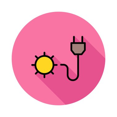 Beyaz zemin üzerinde bir dairede kahverengi fiş ile güneş