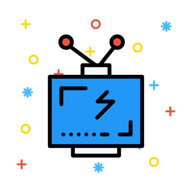 Renkli semboller beyaz zemin üzerine mavi ve kırmızı dönüştürücü