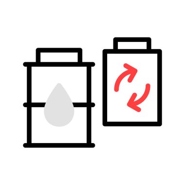 Beyaz arka plan üzerinde izole gri, kırmızı ve siyah renklerde piller