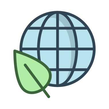 küre simgesiyle yeşil yaprak, vektör çizim