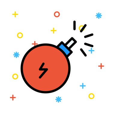 Kırmızı bomba ile birden parlamak ve beyaz arka plan ile renkli sembolleri butonuna