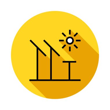 Güneş pilleri güneş beyaz arka plan üzerinde daire ile