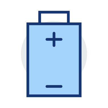 Beyaz arka plan üzerinde izole gri ve mavi renklerde basit pil