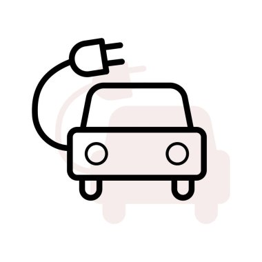 Bej gölge beyaz zemin üzerine izole fiş ile elektrikli otomobil