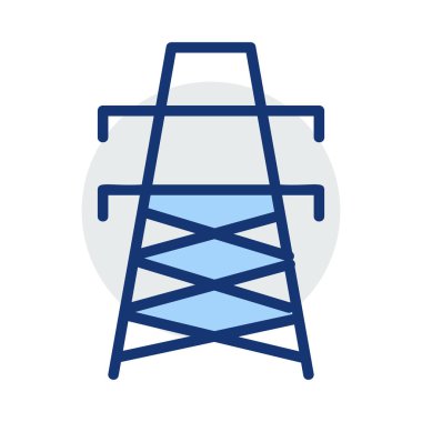 Beyaz arka plan üzerinde izole mavi ve gri renklerde geniş güç hattı