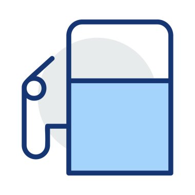 Yakıt istasyonu mavi ve gri renkler beyaz arka plan üzerinde izole kablosu ile