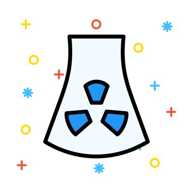 Renkli semboller ile beyaz arka plan üzerinde radyoaktif baca