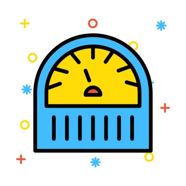 Renkli semboller ile beyaz arka plan üzerinde hız göstergesi